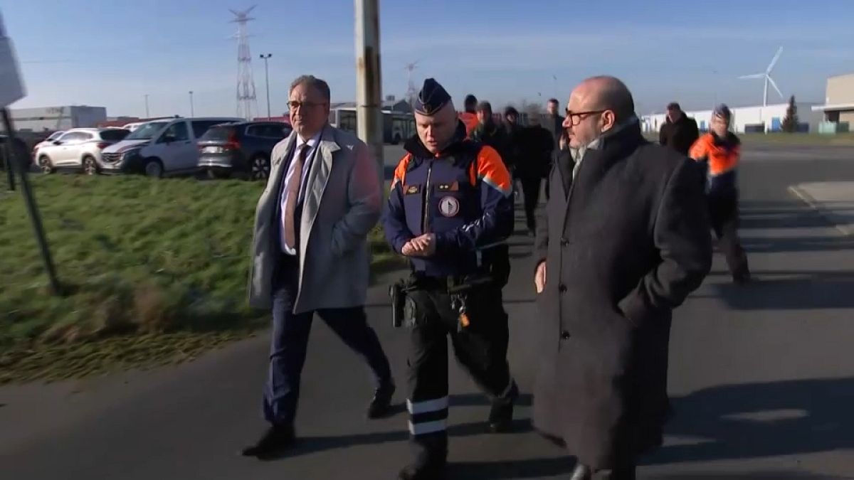 Belgian Interior Minister Bernard Quintin attends daily inspections of the Antwerp maritime police forces, Tuesday 18 February, 2025.
