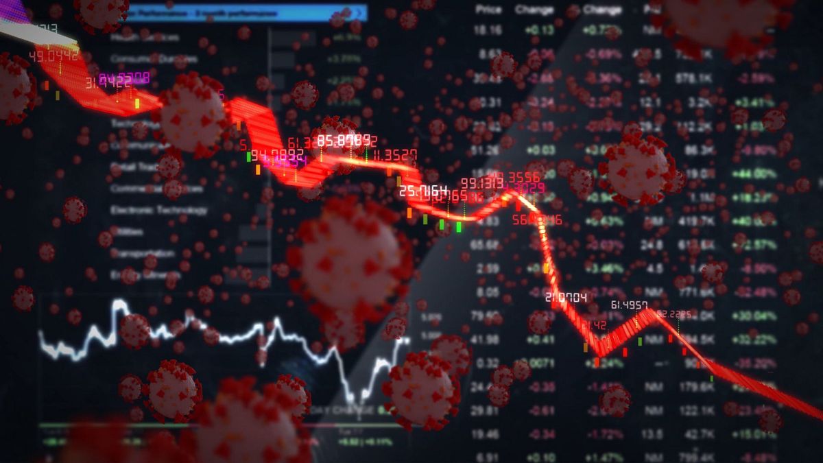 Stock market indicators on a screen