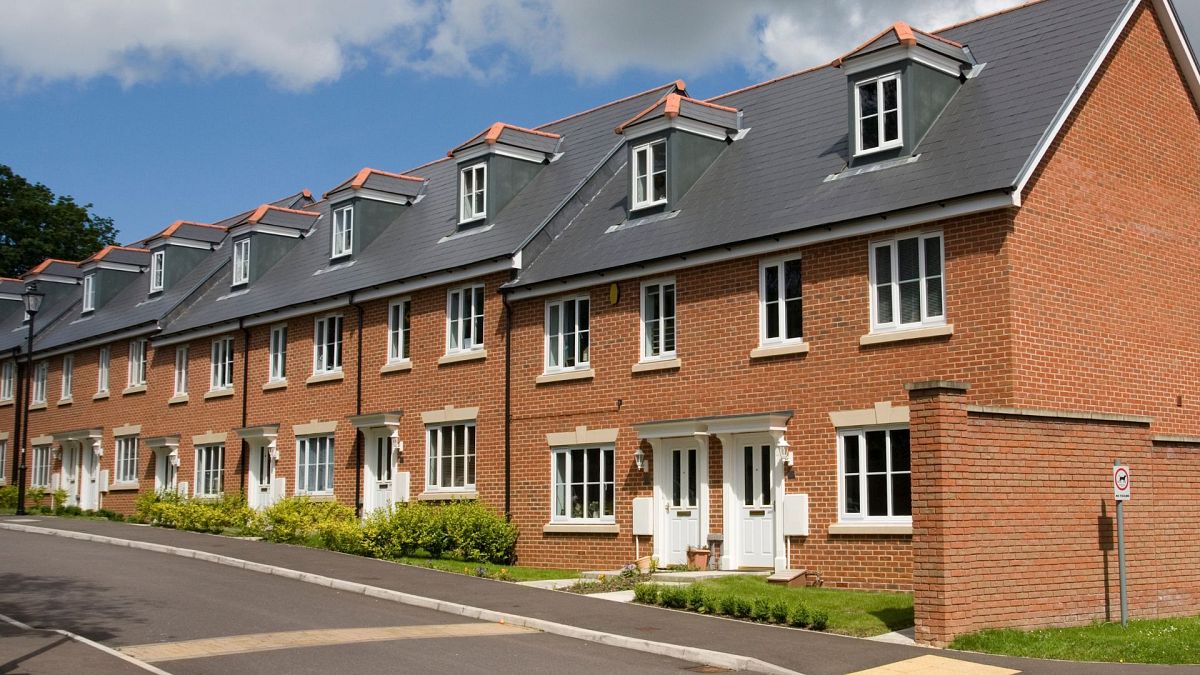 A row of terraced houses in England