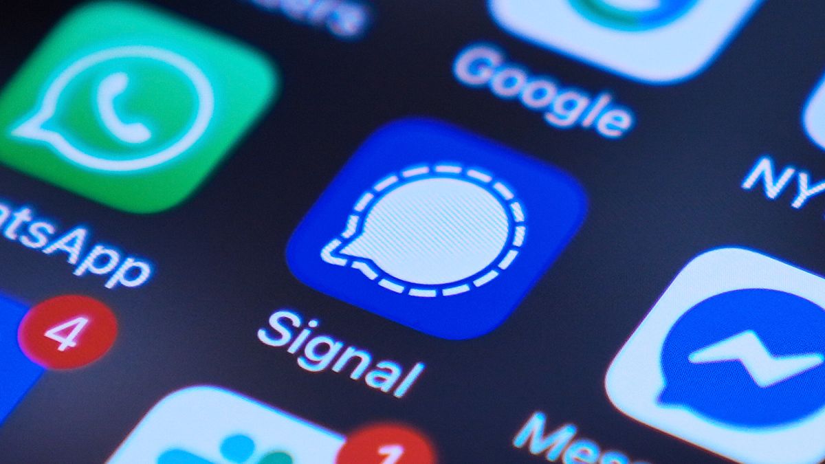 The Signal app seen on a smartphone in Chicago, 25 March, 2025