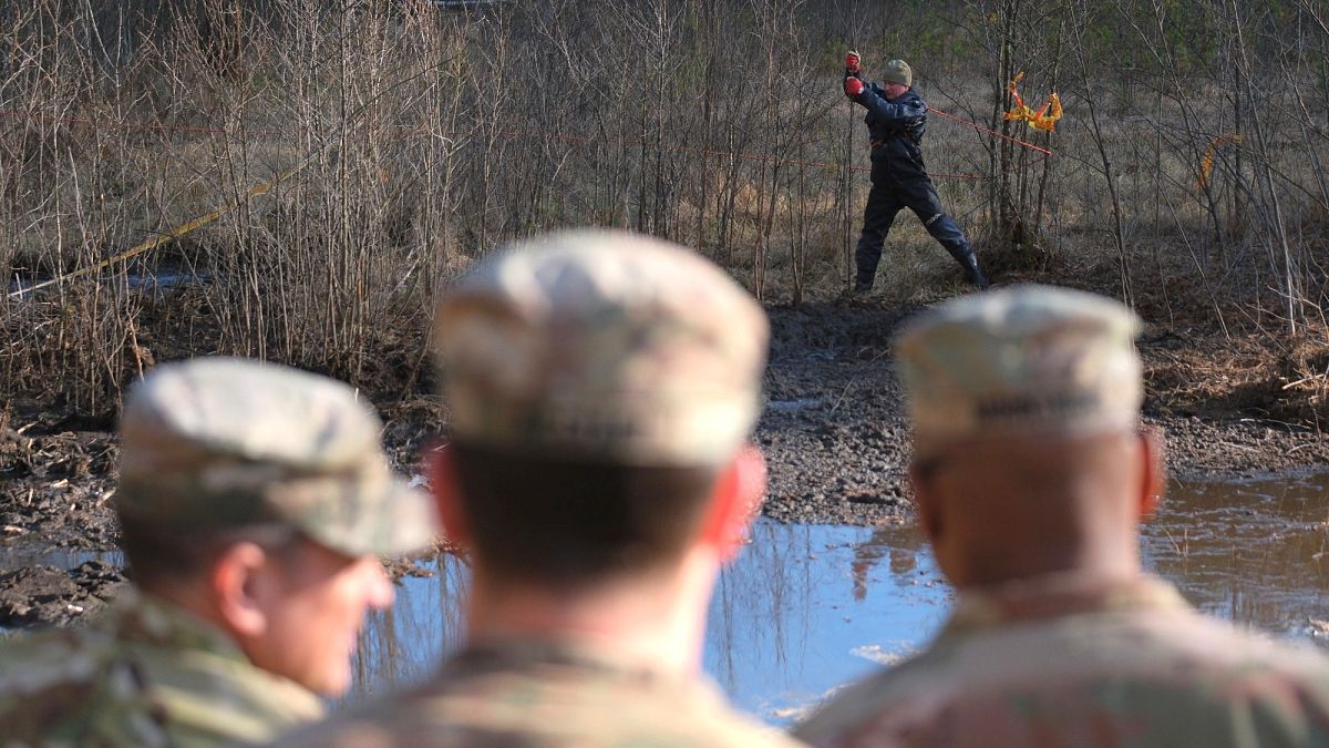 Recovery efforts continue for four missing US soldiers in Pabrade, north of the capital Vilnius, 28 March 2025