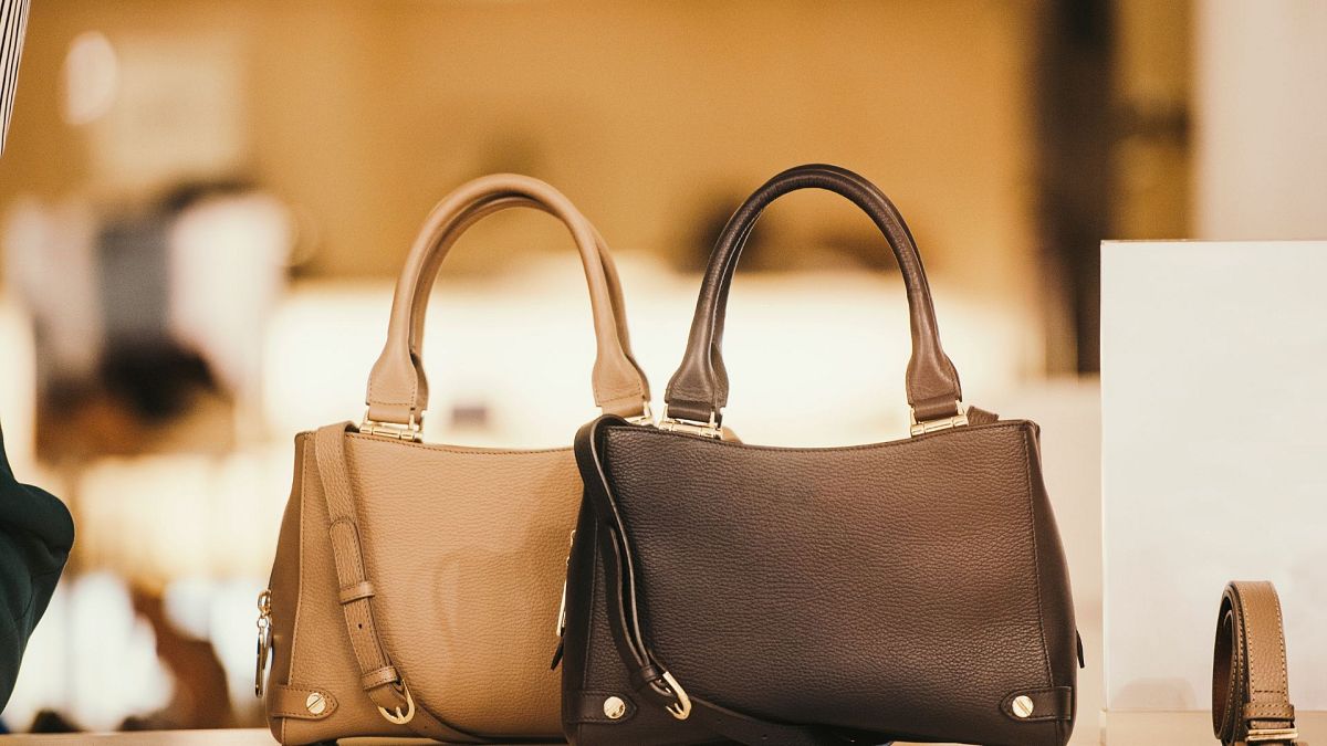 Luxury handbags in a boutique store