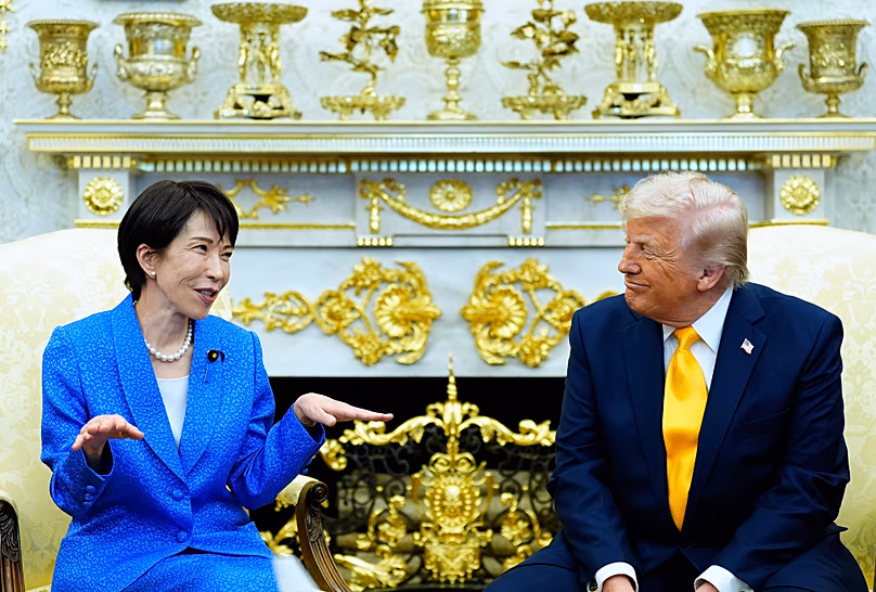 US-Präsident Donald Trump spricht am 19. März 2026 im Oval Office mit Japans Premierminister Sanae Takaichi