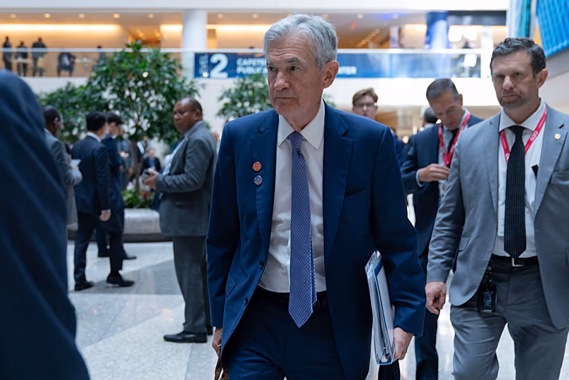 Jerome Powell, Vorsitzender des Federal Reserve Board, verlässt das Land nach der Sitzung des Internationalen Währungs- und Finanzausschusses (IMFC) am 17. April 2026 in Washington