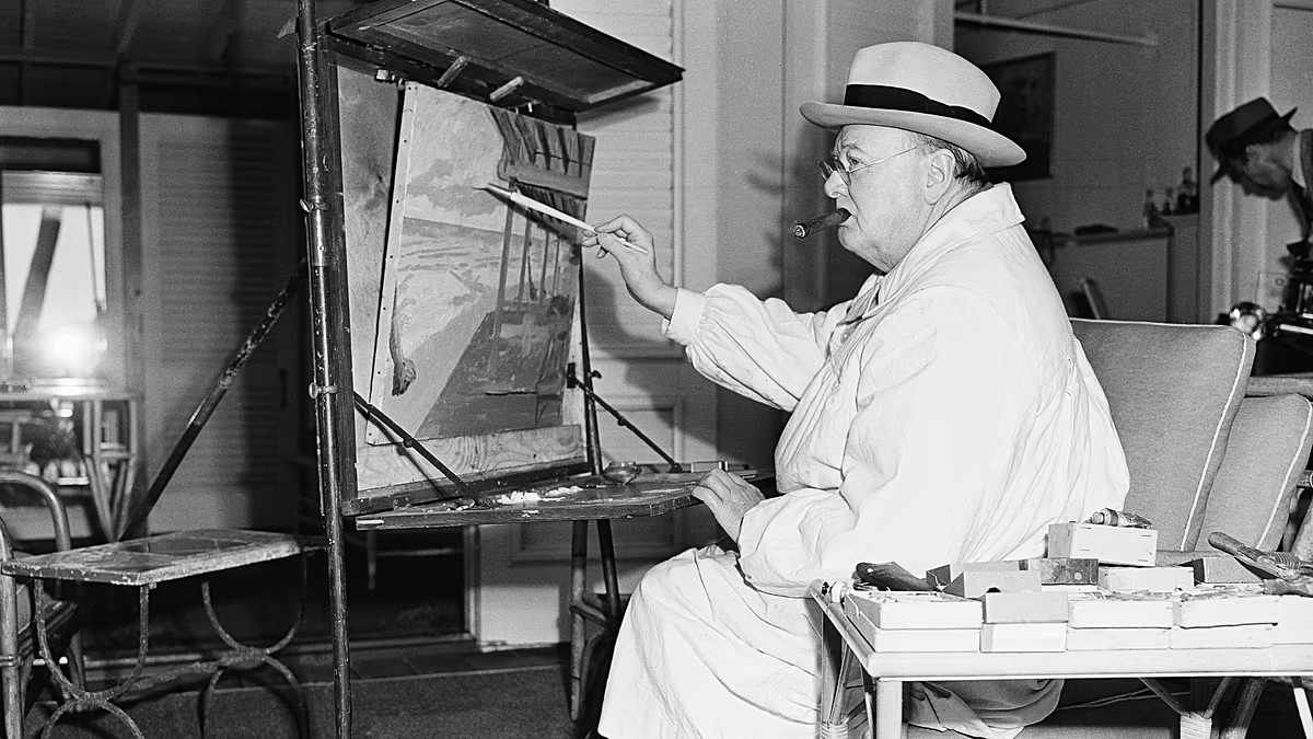Churchill auf Leinwand: Londoner Ausstellung für selten gesehene Gemälde des britischen Kriegsführers