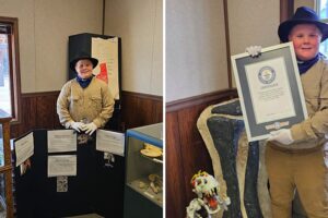 Neunjähriger Junge, der Dinosaurier liebt und von Guinness World Records als jüngster Museumskurator ausgezeichnet wurde