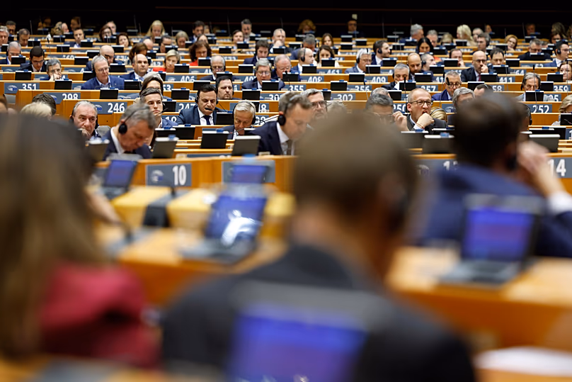 Eine Plenarsitzung im Gebäude des Europäischen Parlaments in Brüssel, Mittwoch, 21. Mai 2025.