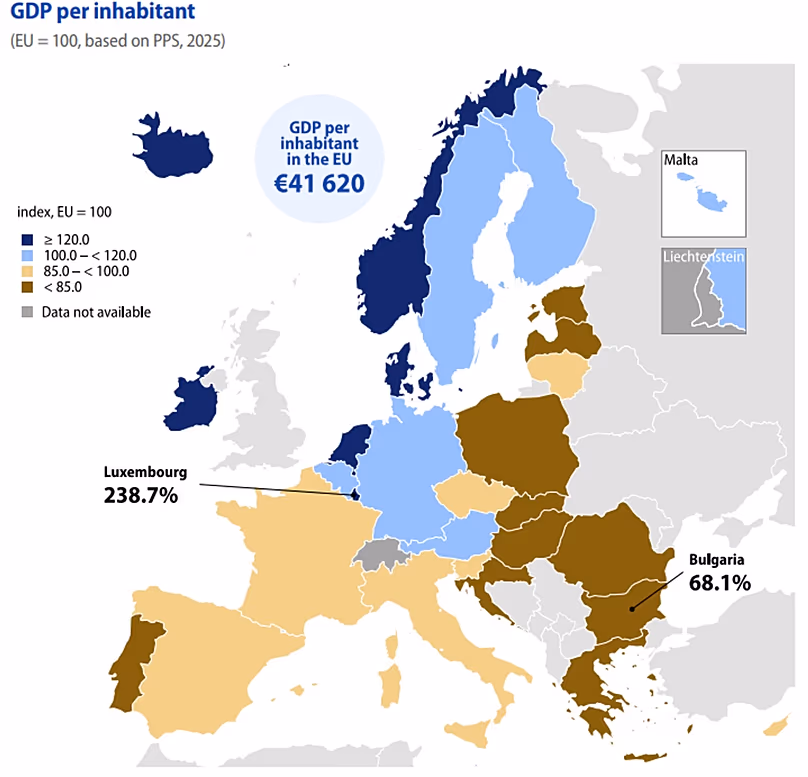 BIP pro Kopf in der Europäischen Union