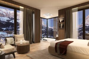 Jedes Zimmer in diesem bald eröffneten Luxushotel bietet eine unglaubliche Aussicht auf die Dolomiten
