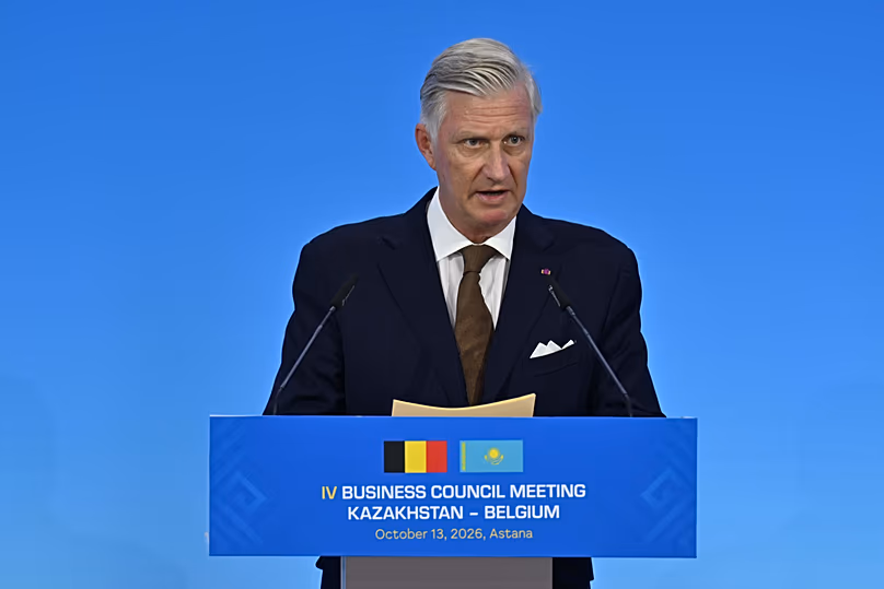 König Philippe von Belgien spricht beim belgisch-kasachischen Wirtschaftsrat in Astana.